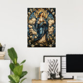 Poster Vierge Marie dans l'art de verre étonnant (Bureau à domicile)
