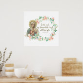 Poster Vierge Marie Fatima Catholique Religieux Floral (Cuisine)