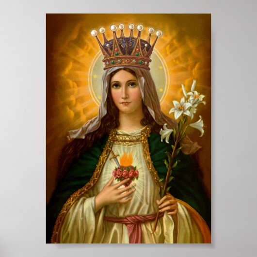 Poster Vierge Marie Immaculée Coeur Reine du Ciel (Devant)