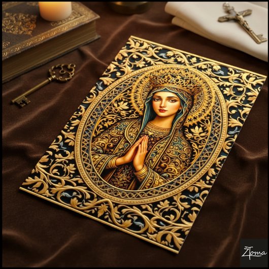 Poster Vierge Marie Révérence Dorée