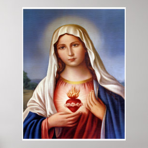 Poster Vierge Marie Sacred Heart