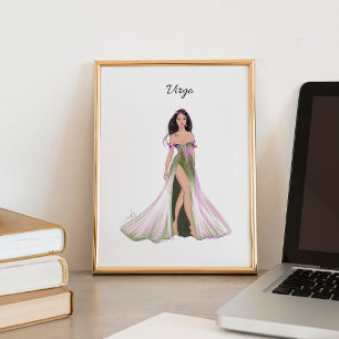 Poster Vierge, signe du zodiaque, croquis de mode,