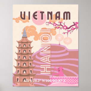 Poster Vietnam Travel Art, Retro