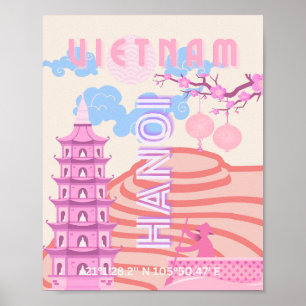 Poster Vietnam Travel Art, rose