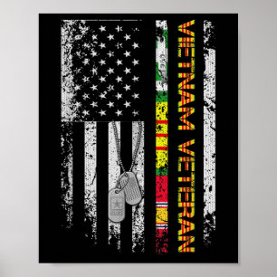 Poster Vietnam Vétérinaire Vintage Drapeau Patriotique