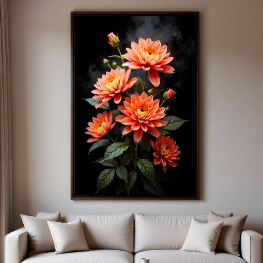 Poster Vietnamese Chrysanthemum on the Moon