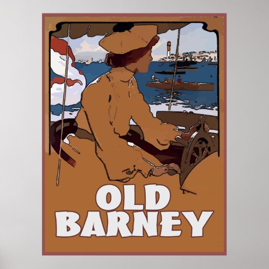 Poster VIEUX BARNEY, Phare de Barnegat Style Vintage (Devant)