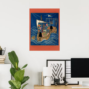 Poster Vieux bateau-trésor japonais chanceux G.A. Audsley