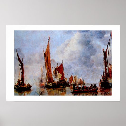 POSTER VIEUX BATEAUX À VOILE EN MER (Devant)