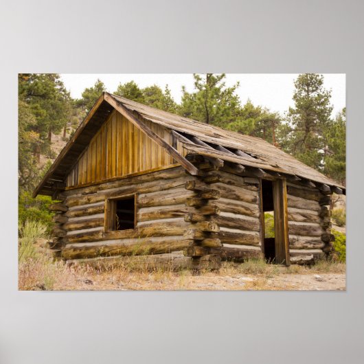 Poster Vieux Cabine de montagne (Devant)