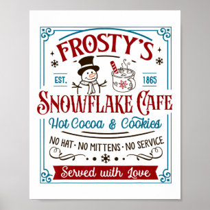 Poster Vieux café Frosty's Snowflake Café Lover