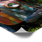 Poster Vieux Camion rouillé coloré (Coin)