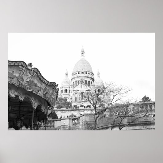 Poster Vieux carrousel Sacré-Coeur de Montmartre Paris (Devant)