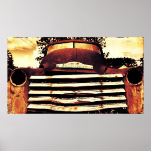 Poster Vieux Chevy cultivant le camion
