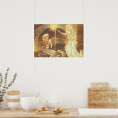 Poster Vieux Conte de Fées, Cendrillon et Marraine Fée (Cuisine)