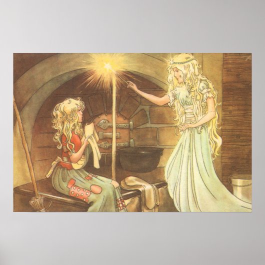 Poster Vieux Conte de Fées, Cendrillon et Marraine Fée (Devant)