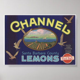 Poster Vieux étiquettes vintages de caisse de fruit de
