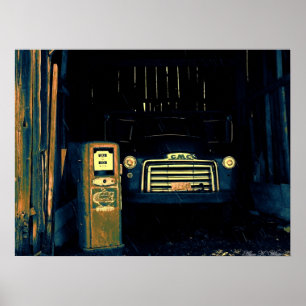 Poster Vieux GMC cultivant le camion