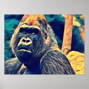 Poster Vieux Gorille Original animal de la jungle Abstrai