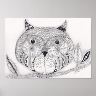 Poster Vieux hibou sage normal