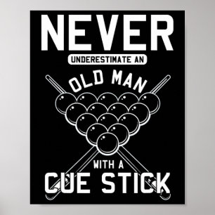 Poster Vieux Homme Avec Stick Cue Billard Joueur Snooker 