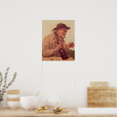 Poster Vieux homme avec un verre de vin (Cuisine)