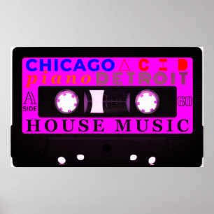 Poster Vieux house musique inspirée violette cassette