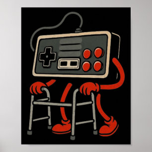Poster Vieux joueur rétro jeu vidéo Vieux joueur années 8
