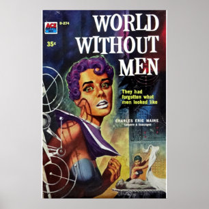 Poster Vieux livre de pulpe World WIthout Men