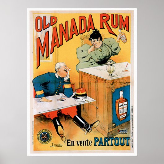 Poster Vieux Manada Rum Boisson Vintage Ad Art (Devant)