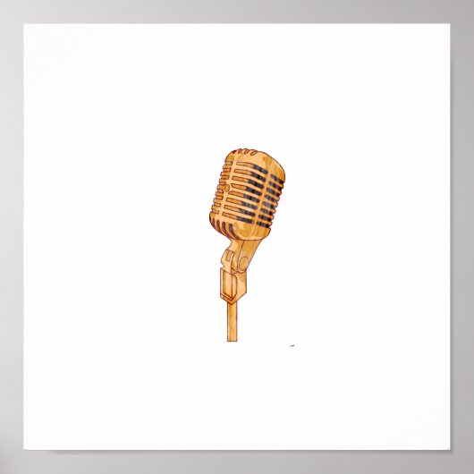 Poster Vieux microphone Vintage rayé Faded Brown (Devant)