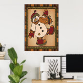 Poster Vieux mode Stylisé Snowman Art en Plaid (Bureau à domicile)