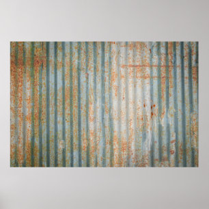 Poster Vieux mur en acier rouillé. Vieille texture murale