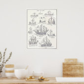 Poster Vieux navires (Cuisine)