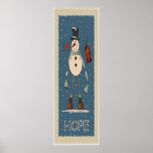 Poster Vieux Noël du bonhomme de neige   d'espoir de mode