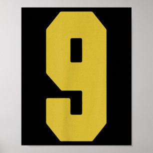 Poster Vieux Noir Numéro 9 Joueur Jersey Uniforme #9