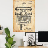Poster Vieux papier | Brevet de machine à écrire (Bureau à domicile)