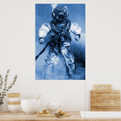 Poster vieux plongeur avec casque en laiton bleu couleur (Cuisine)