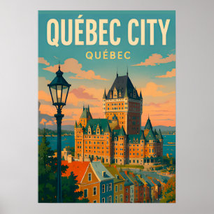 Poster Vieux-Québec Canada Ville Château Voyage