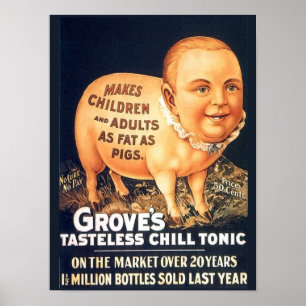 Poster Vieux remèdes, remèdes : Grove's Tasteless Chill T