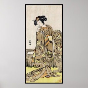 Poster Vieux rouleau de geisha vintage japonais frais