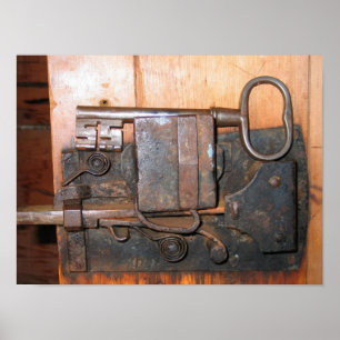 Poster Vieux serrure de porte en laiton