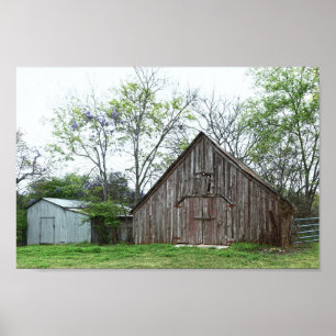 Poster Vieux Texas Grange et Shed