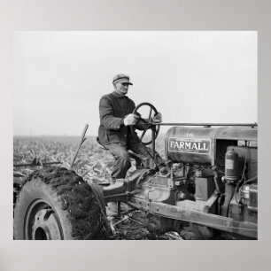 Poster Vieux tracteur de confiance, les années 1930