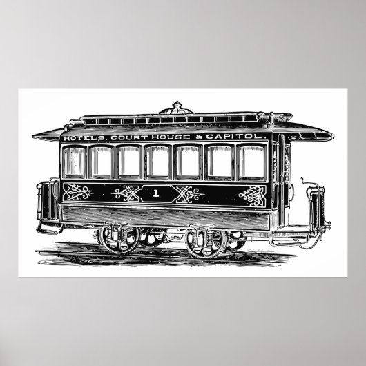 Poster Vieux tramway | Streetcar | Voiture de remorque | (Devant)