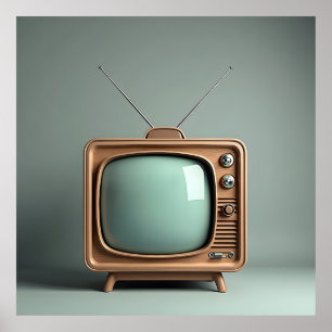 Poster Vieux TV avec antenne