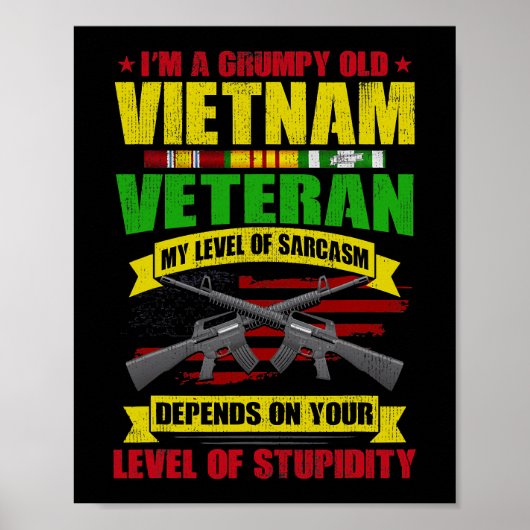 Poster Vieux vétéran du Vietnam grincheux 212 (Devant)