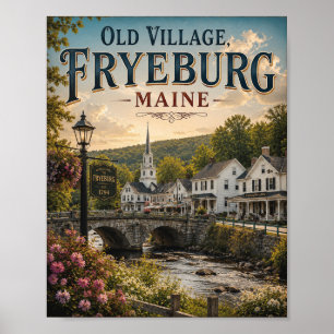 Poster Vieux Village Fryeburg Maine Vintage Rue Principal