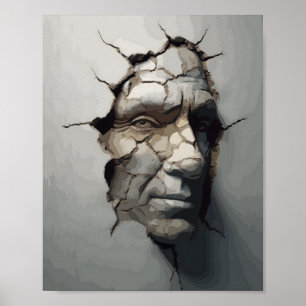 Poster Vieux Visage De La Personne Profondant De L'Ancien