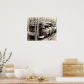 Poster Vieux Wagon de gare en noir et blanc (Cuisine)